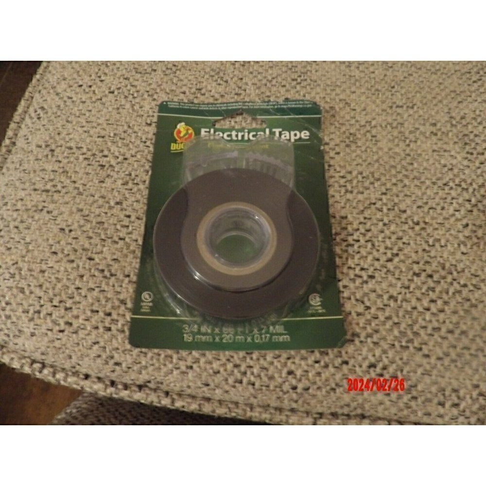 Duck Electrical Tape 0.75-Inch x 66-Feet, Single‎ Roll 551117 - Black